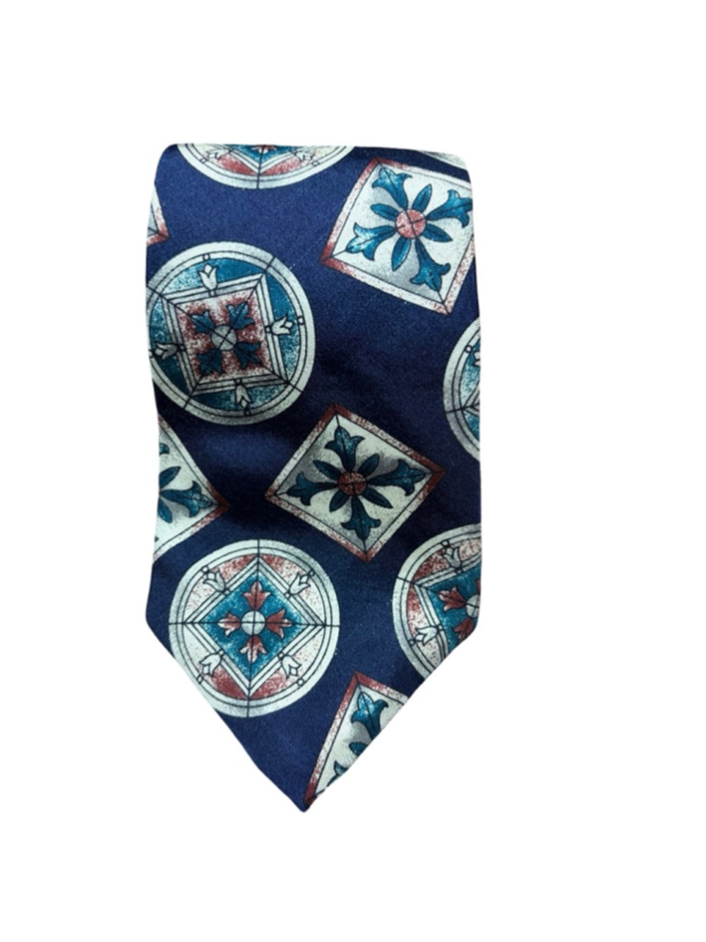 Oscar de la Renta Silk Tie Geometric Medallion Vintage Designer Neckwear